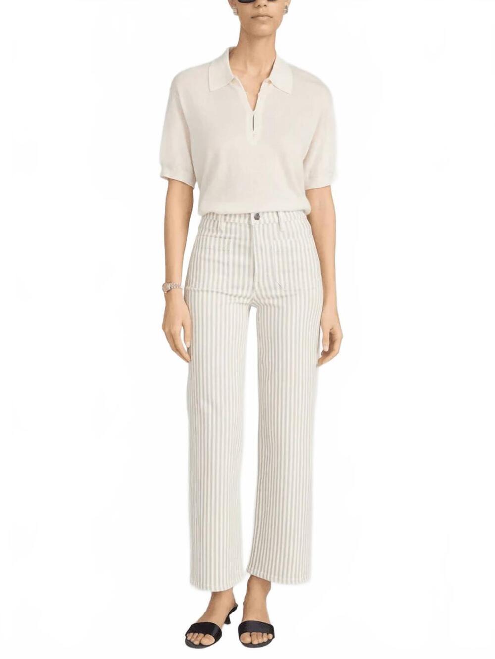 NEW FRAME women's the anchor wide leg pants in flax stripe